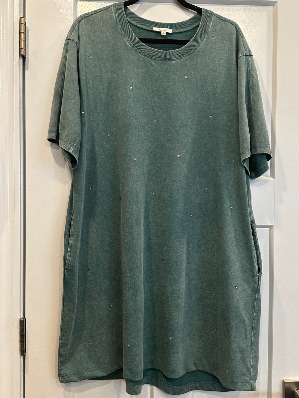 Easel  T-Shirt Dress with Embellishments, Size Medium